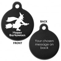 Halloween Witch Black 31mm Large Round Pet Dog ID Tag